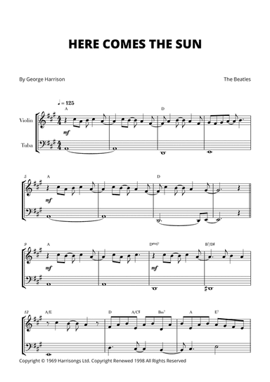 Here Comes The Sun (arr. Cadenza Editions)