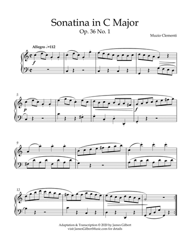 Sonatina Opus 36, Number 1 (arr. James Gilbert Music)