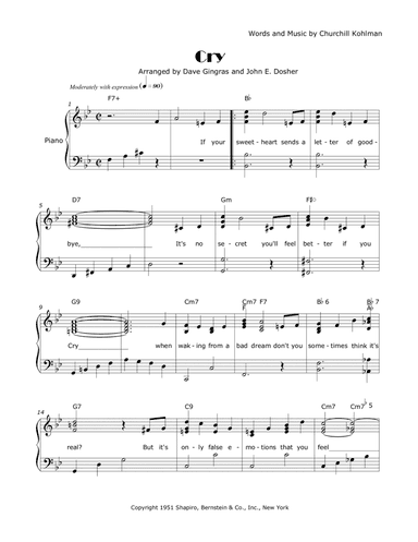 Cry (arr. Dave Gingras, John E. Dosher)
