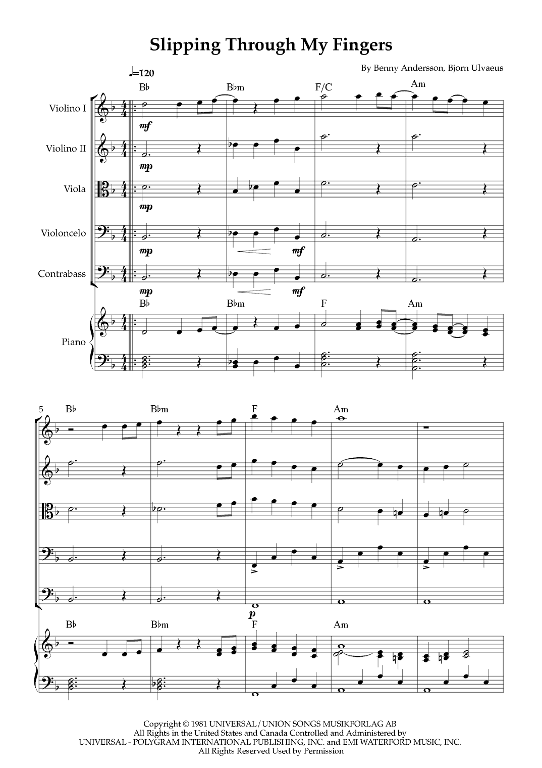 Slipping Through My Fingers (arr. Karen Gueiros)