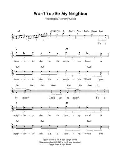 Won't You Be My Neighbor? (it's A Beautiful Day In The Neighborhood) (arr. Johnny Costa)