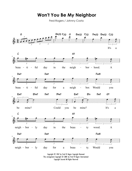 Won't You Be My Neighbor? (it's A Beautiful Day In The Neighborhood) (arr. Johnny Costa)
