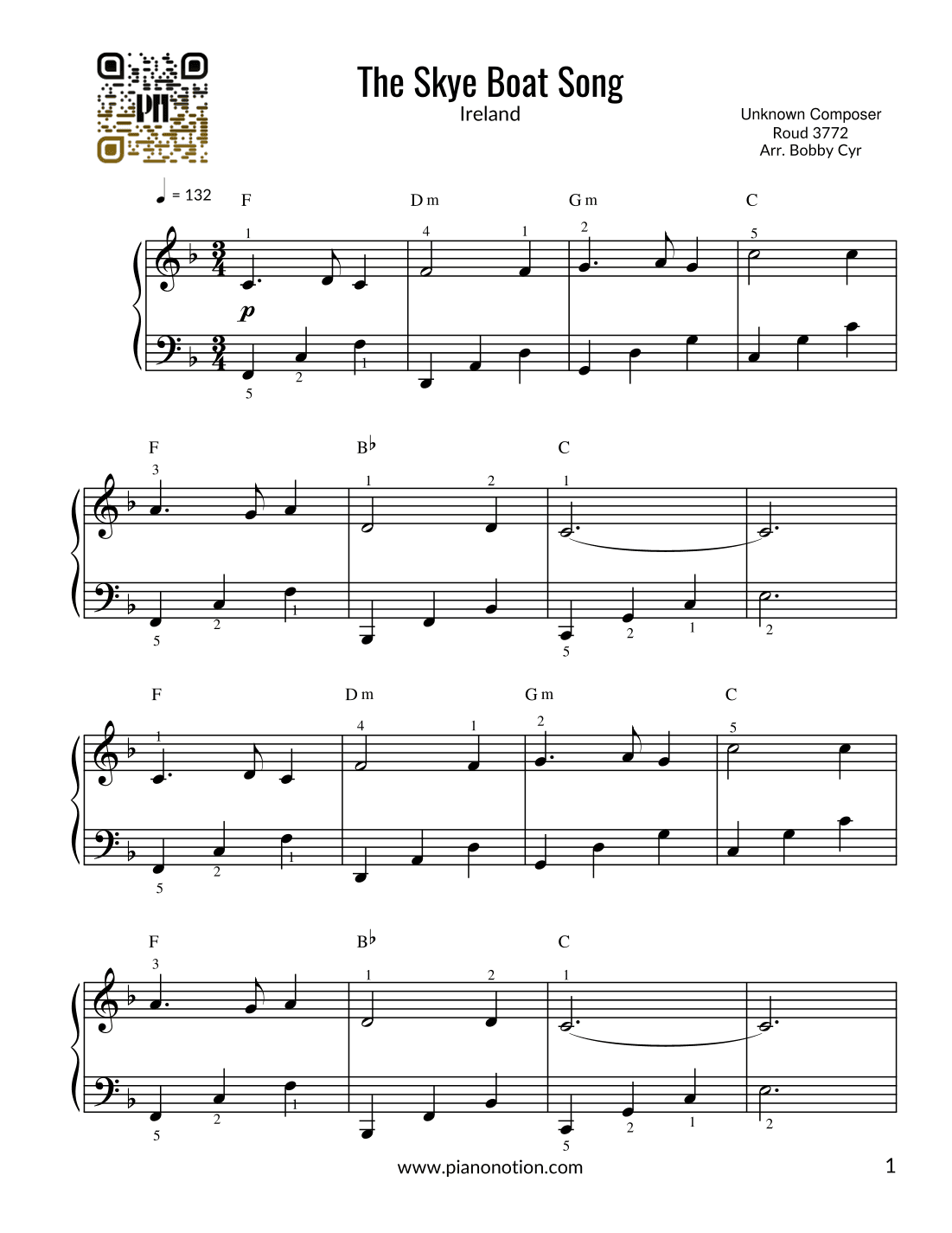 The Skye Boat Song - Outlander Theme Song (Easy Piano) (arr. Bobby Cyr - Piano Notion)