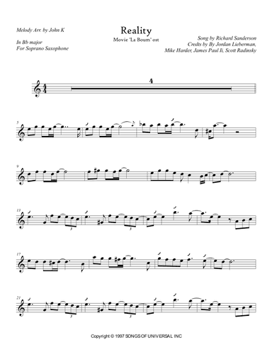 Reality (arr. John K)