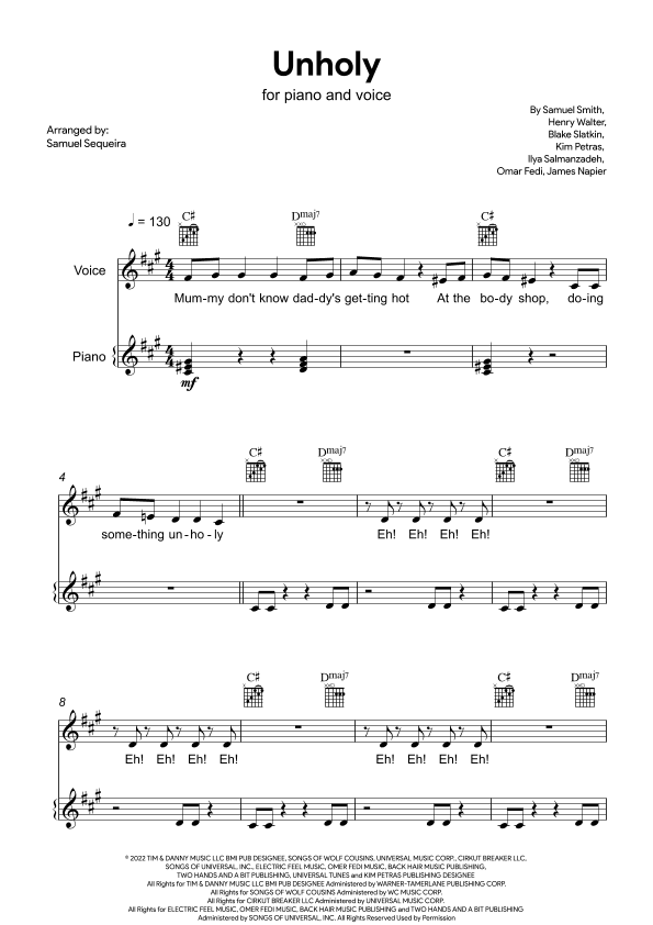 Unholy (arr. Samuel Sequeira)