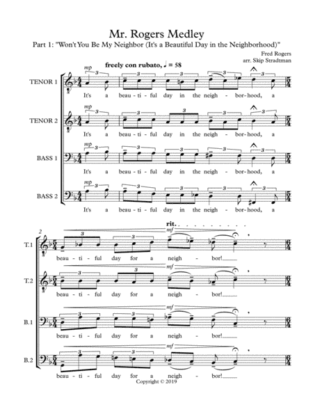Won't You Be My Neighbor? (it's A Beautiful Day In The Neighborhood) (arr. Skip Stradtman)