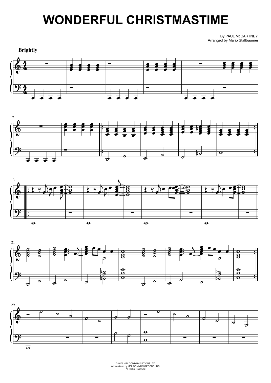 Wonderful Christmastime (arr. Mario Stallbaumer)