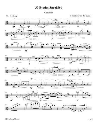 Mazas, Etudes for Viola Op 36, Book 1, No.07 (arr. String Masters)
