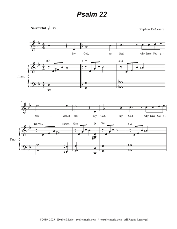 Psalm 22 (My God, My God) (Unison choir - High Key)