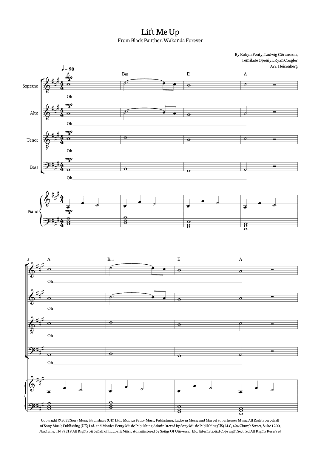 Lift Me Up (arr. Heisenberg)