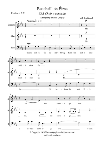 Buachaill ón Éirne (SAB a cappella) (arr. Thomas Quigley)