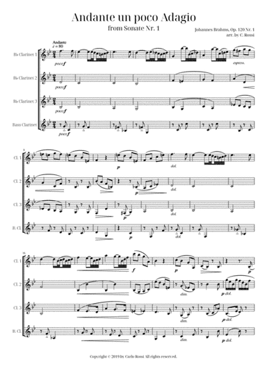 Andante Un Poco Adagio for Clarinet Quartet (arr. Carlo Rossi)