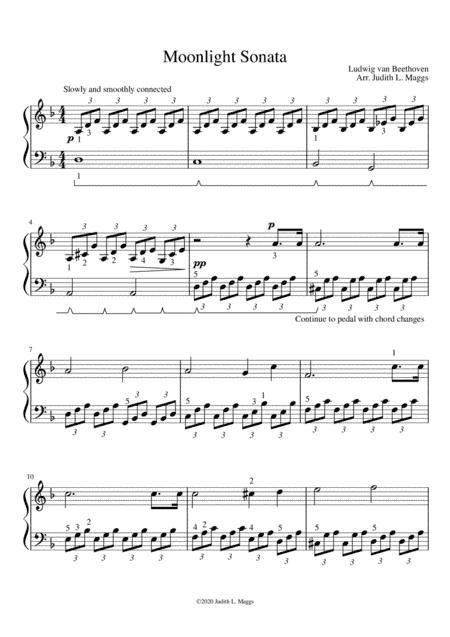 Moonlight Sonata - Easy piano (arr. Judith L. Maggs)