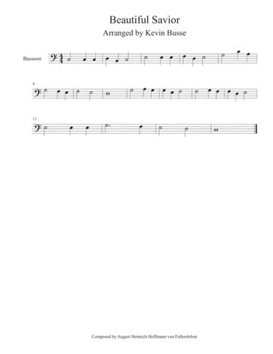 Beautiful Savior (Easy key of C) - Bassoon (arr. Kevin Busse)