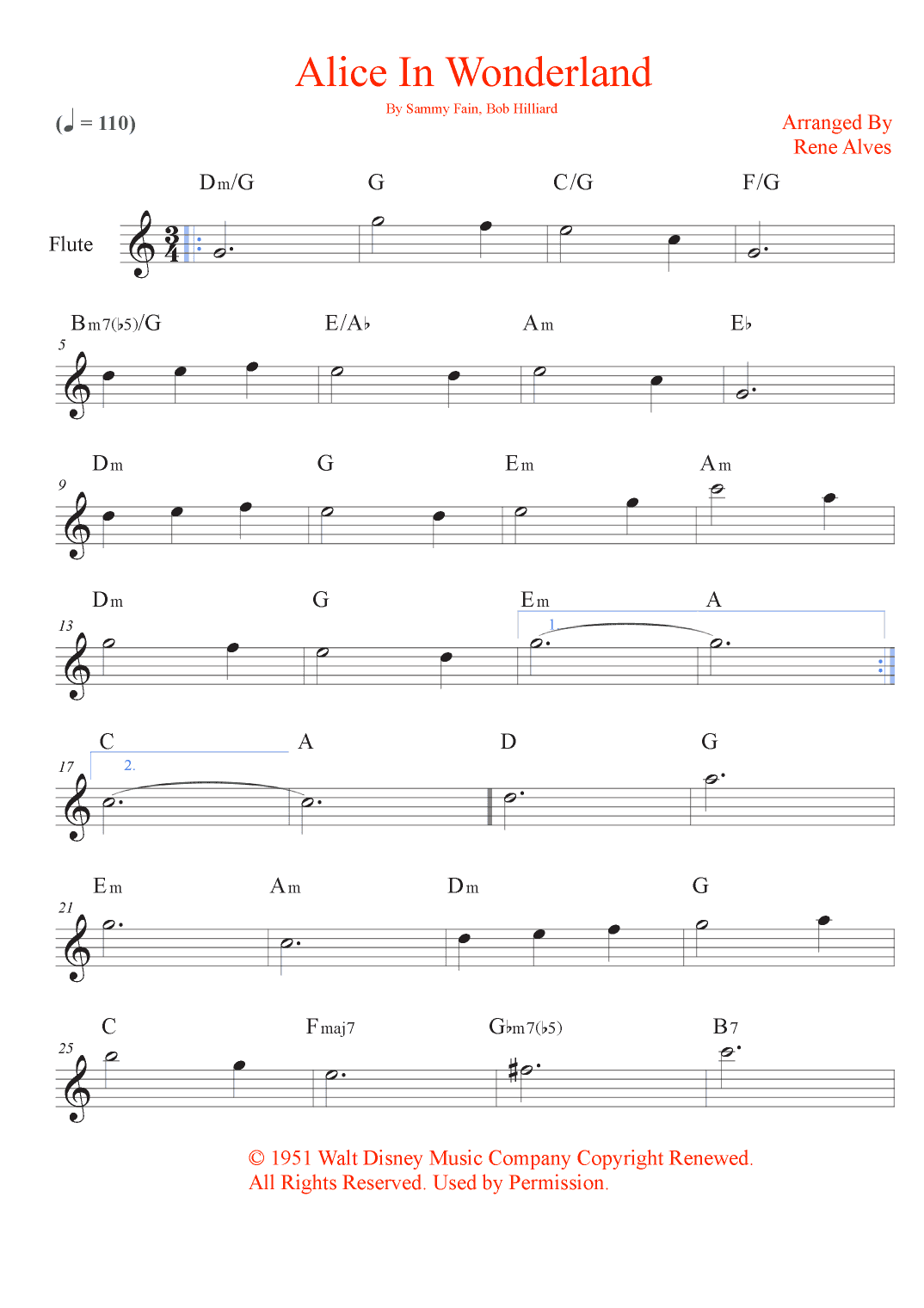 Alice In Wonderland (arr. Rene Alves)