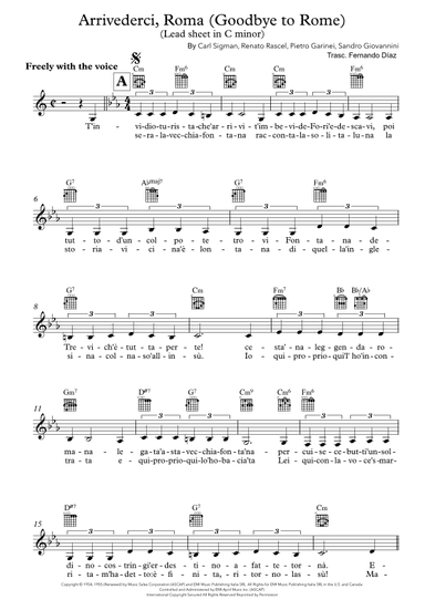Arrivederci Roma (goodbye To Rome) (arr. Fernando Diaz)