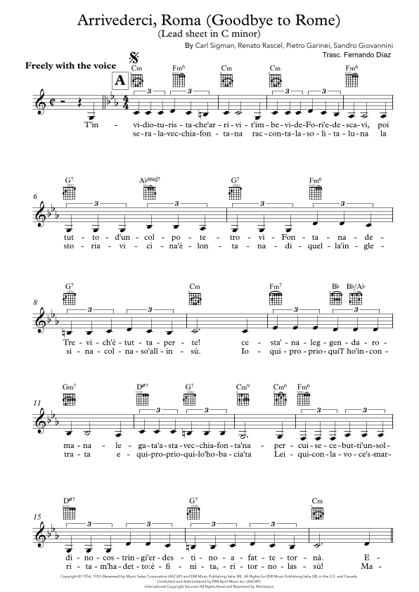 Arrivederci Roma (goodbye To Rome) (arr. Fernando Diaz)