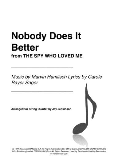 Nobody Does It Better from THE SPY WHO LOVED ME (arr. Jay Jenkinson)