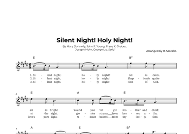 Silent Night! Holy Night! (Key of E Major) (arr. R. Salvario)