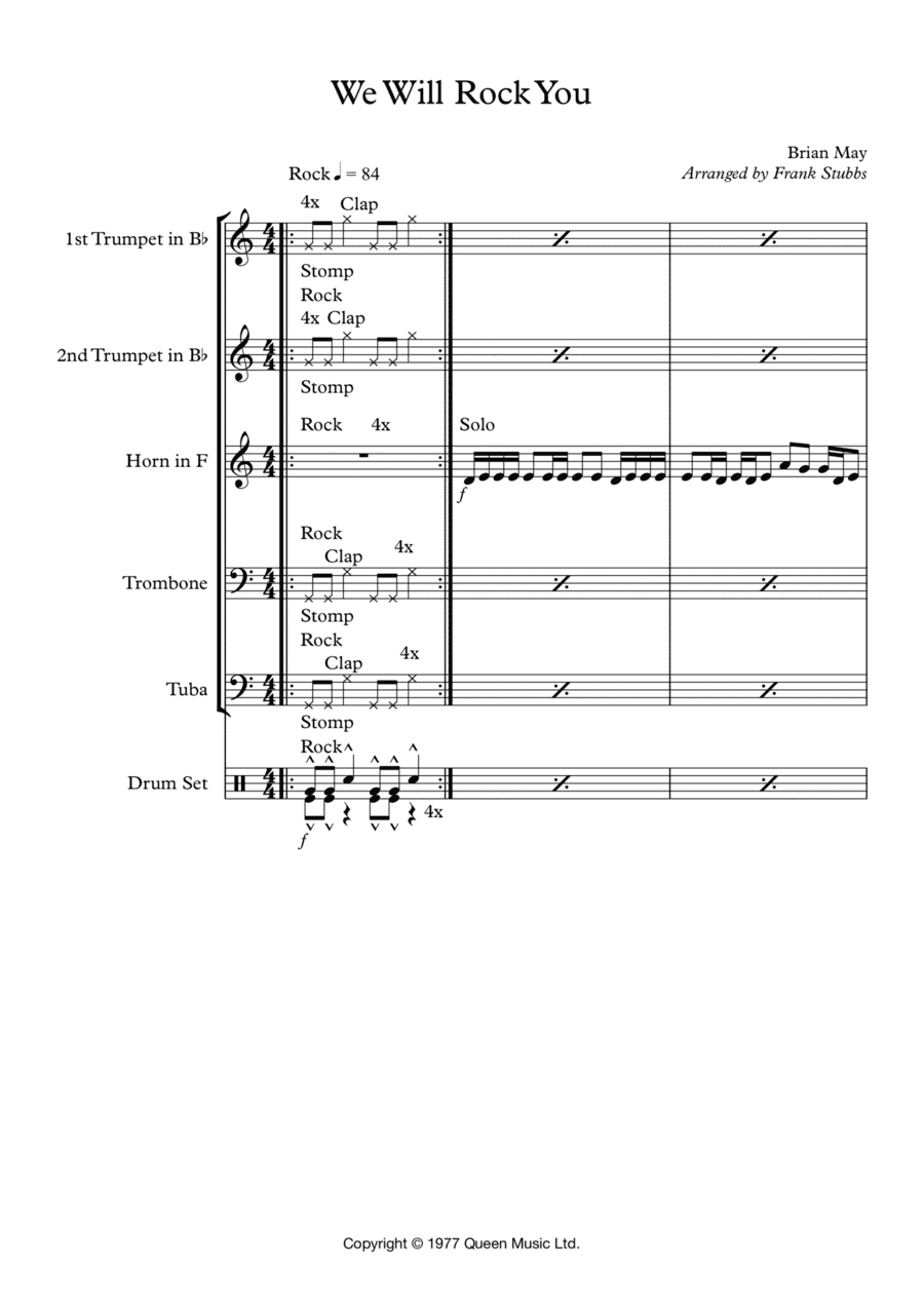 We Will Rock You (arr. Frank Stubbs)