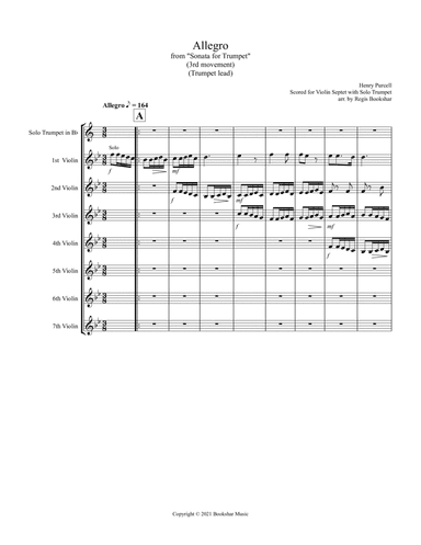 Allegro (from "Sonata for Trumpet") (Bb) (Trumpet Solo with Violin Septet) (arr. Regis Bookshar)