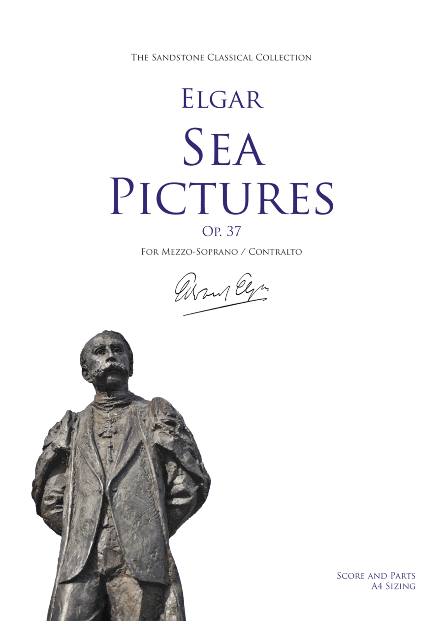 Sea Pictures, Op. 37 Score and Parts (A4 Size) (Traditional keys for mezzo-soprano / contralto) (arr. Sandstone Music)