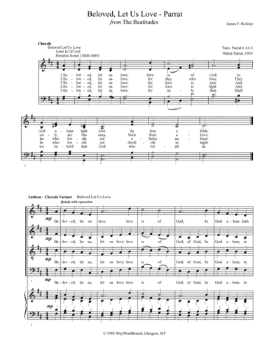 Beloved, Let Us Love (Parrat) - Anthem - Chorale Variant