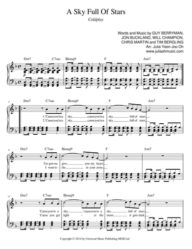 A Sky Full Of Stars (arr. JULIA OH MUSIC | Julia Yeon-Joo Oh)