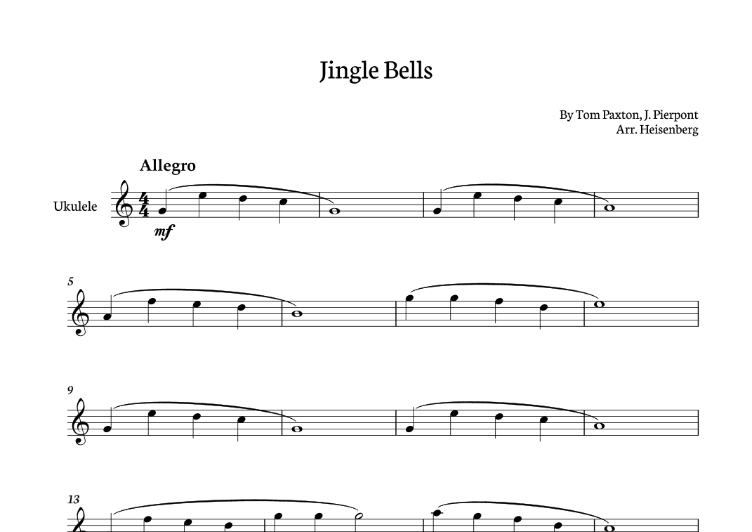 Jingle Bells for Ukelele (arr. Heisenberg)