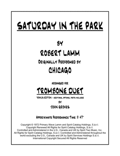 Saturday In The Park (arr. John Groves)
