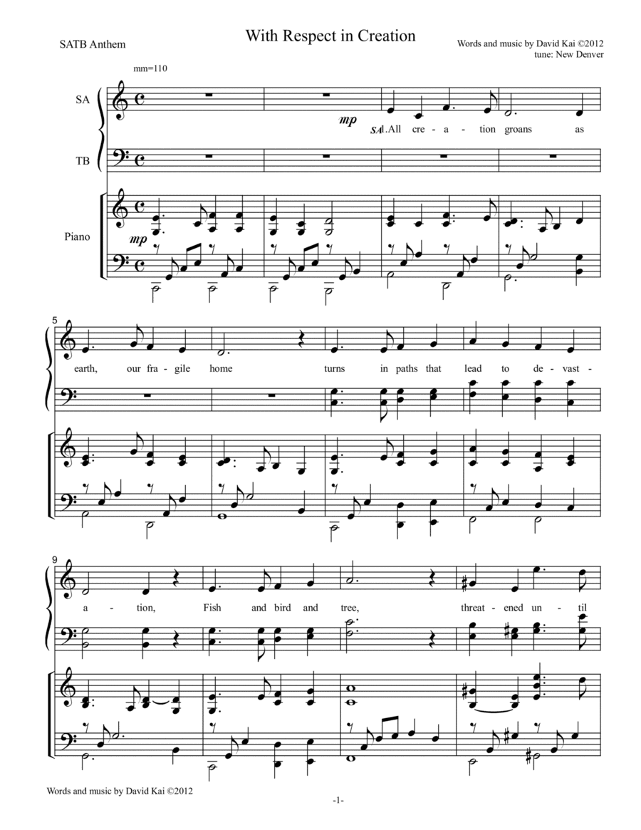 With Respect in Creation (SATB anthem)