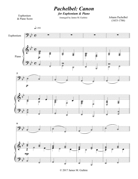 Pachelbel: Canon for Euphonium & Piano (arr. James M. Guthrie, ASCAP)