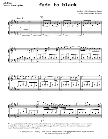 Fade To Black (arr. Jason Sullivann)