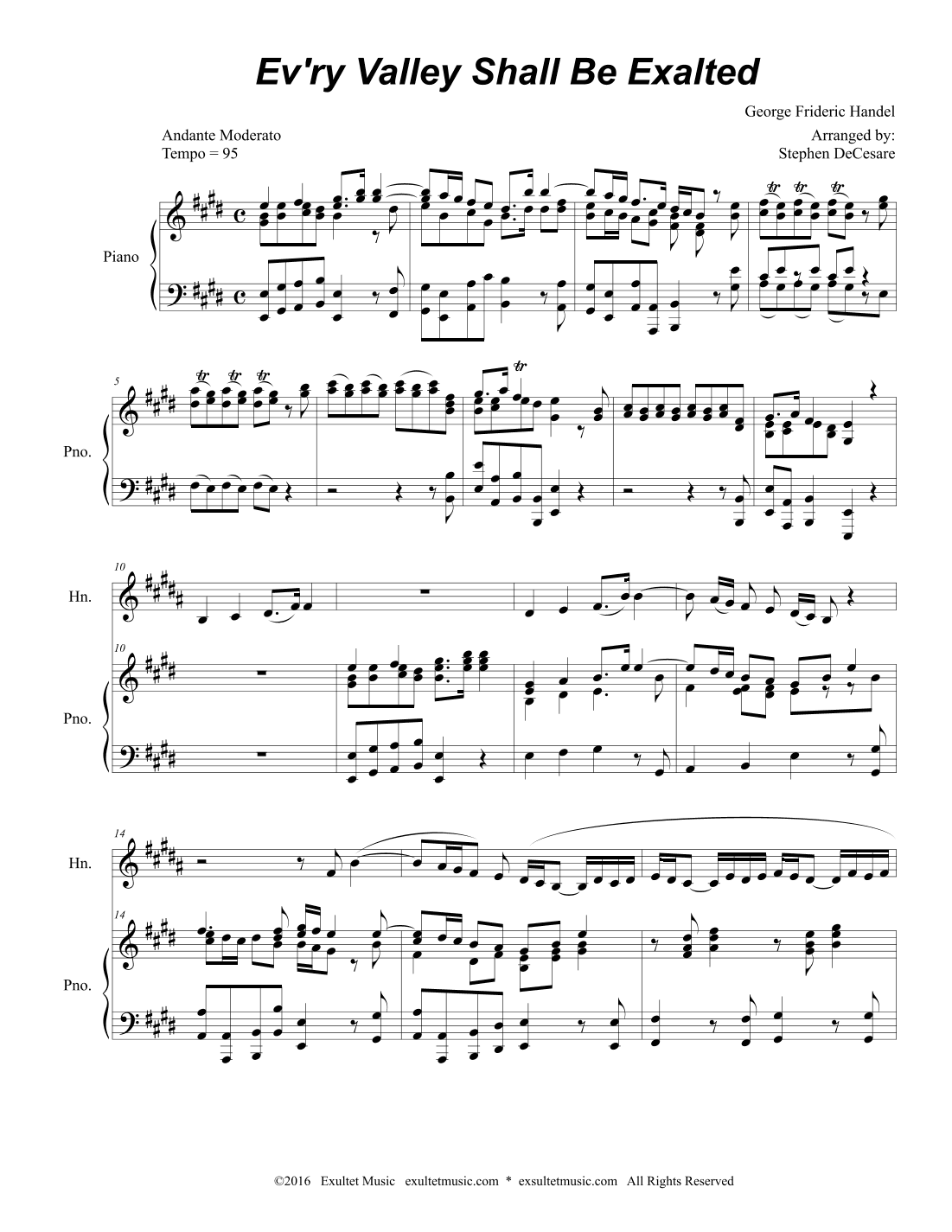 Ev'ry Valley Shall Be Exalted (French Horn and Piano) (arr. Stephen DeCesare)