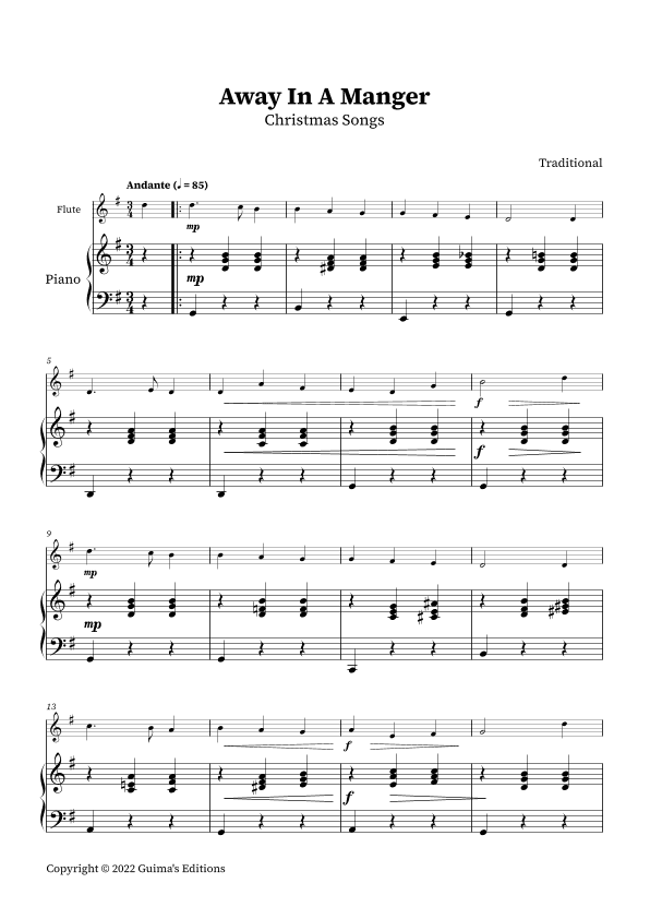 Away In A Manger (arr. Guima's Editions)