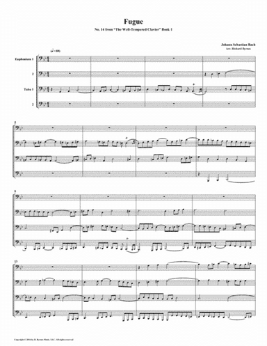 Fugue 14 from Well-Tempered Clavier, Book 1 (Euphonium-Tuba Quartet) (arr. Richard Byrnes)