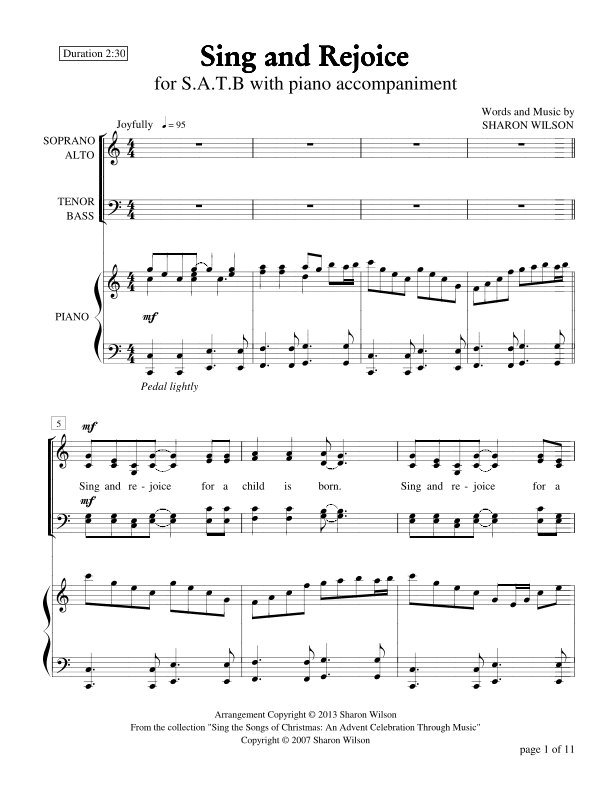 Sing and Rejoice (SATB quartet with piano accompaniment)