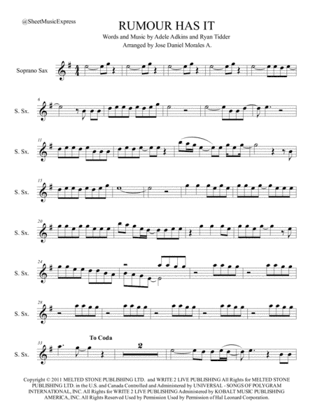 Rumour Has It (arr. Jose Daniel Morales A.)