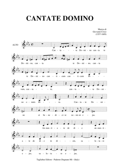 CANTATE DOMINO - Giovanni Croce - Part for ALTO