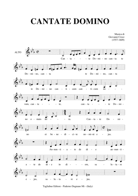 CANTATE DOMINO - Giovanni Croce - Part for ALTO