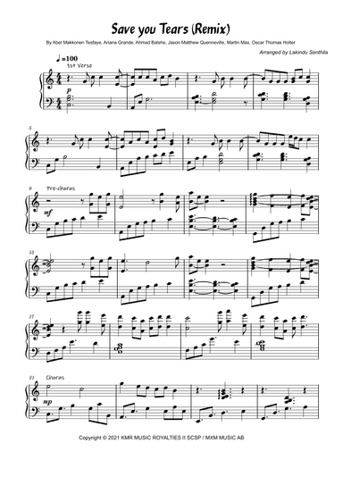 Save Your Tears Remix (arr. Lakindu Senthila)