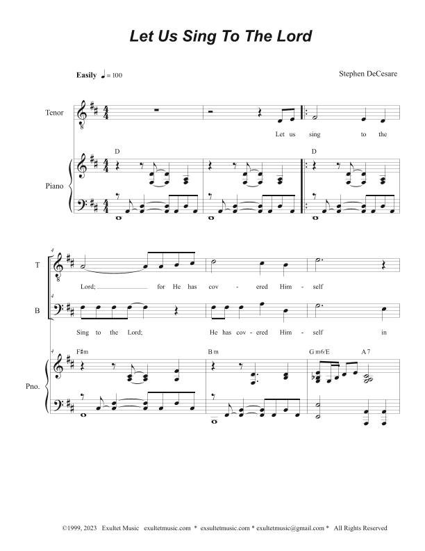Let Us Sing To The Lord (Duet for Tenor and Bass solo)