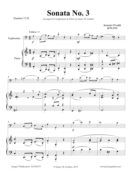 Vivaldi: Sonata No. 3 for Euphonium & Piano (arr. James M. Guthrie, ASCAP)