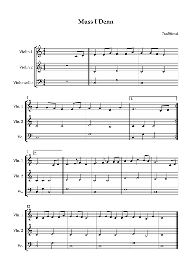String Trio - Muss I Denn (Easy) (arr. Wesley S. SIlva)