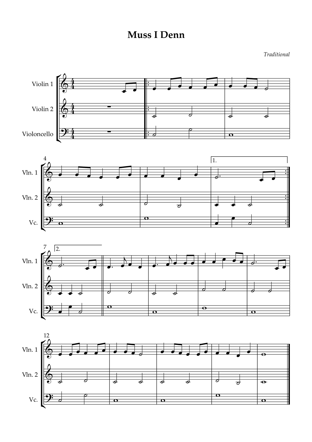 String Trio - Muss I Denn (Easy) (arr. Wesley S. SIlva)