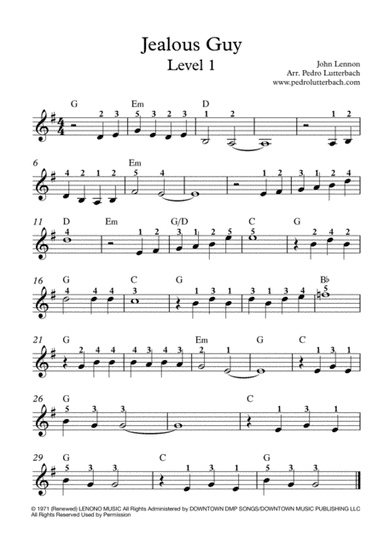 Jealous Guy (arr. Pedro Lutterbach)