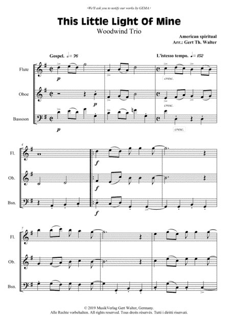 This Little Light Of Mine (arr. Gert Th. Walter)