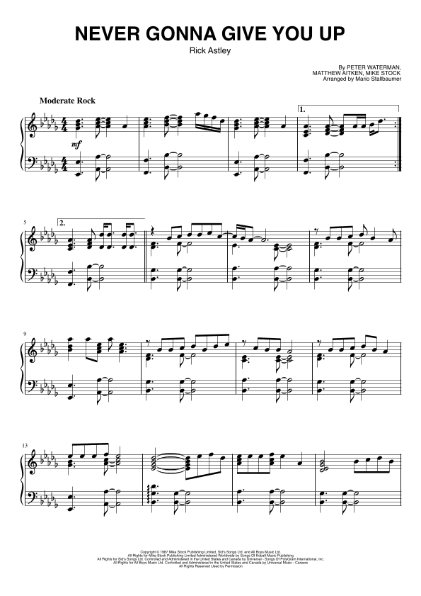 Never Gonna Give You Up (arr. Mario Stallbaumer)