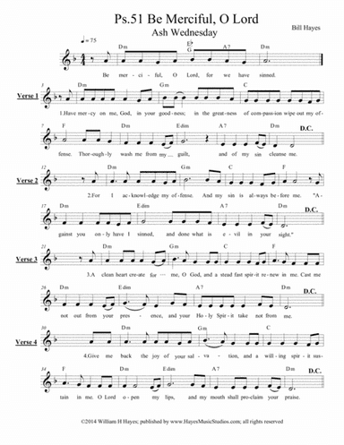 Psalm 51: Be Merciful, O Lord (leadsheet)