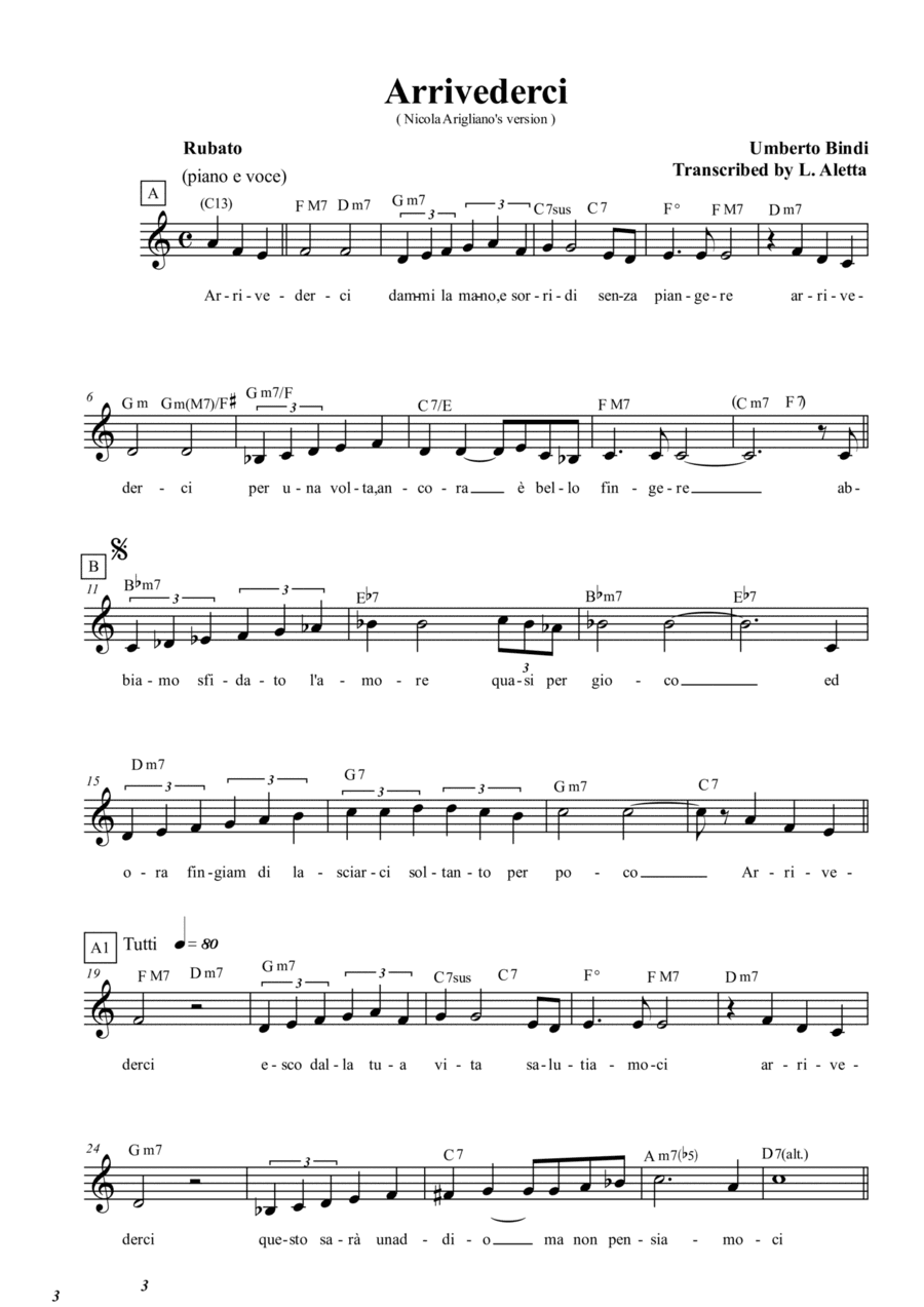 Arrivederci (arr. Luca Aletta)